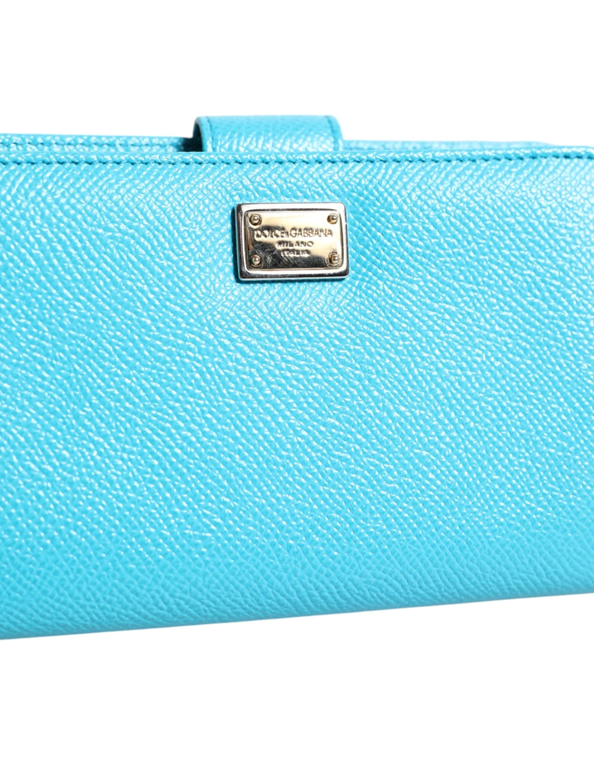 Dolce & Gabbana Light Blue Leather Bifold Continental Clutch Wallet by Dolce & Gabbana