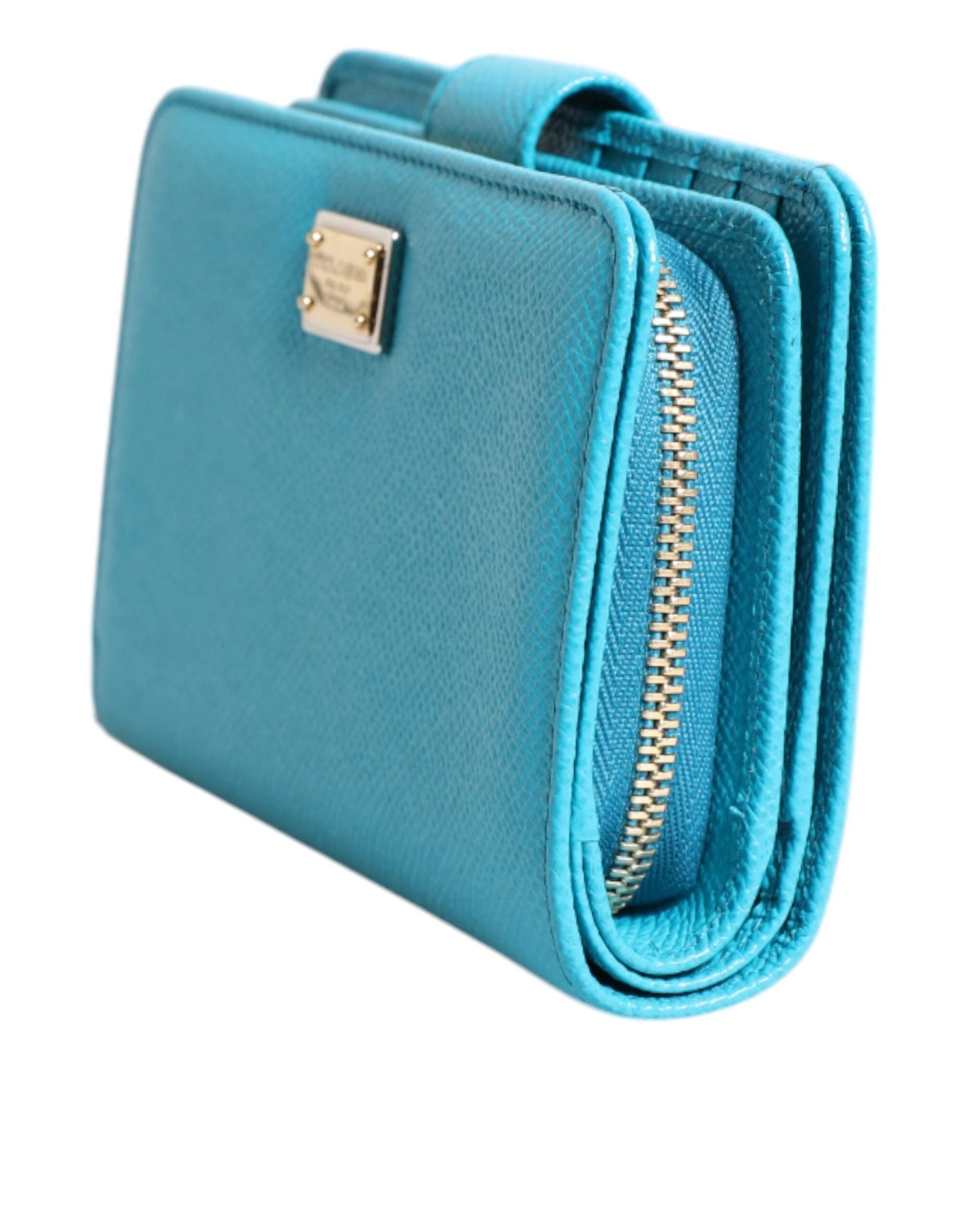 Dolce & Gabbana Light Blue Leather Bifold Continental Clutch Wallet by Dolce & Gabbana