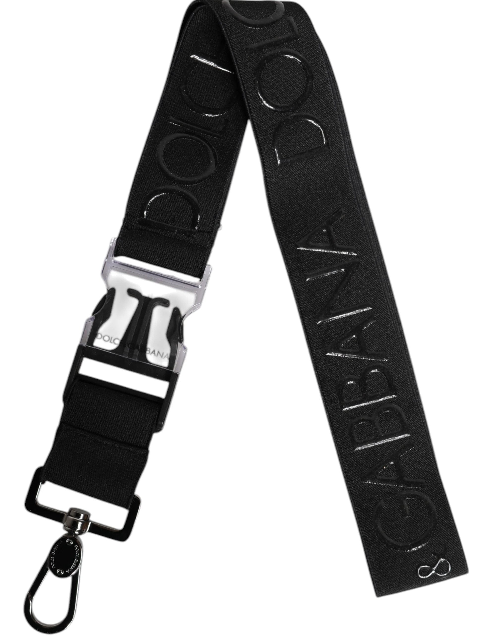 Dolce & Gabbana Black Stretch Polyester Rubberised DG Logo Keychain by Dolce & Gabbana