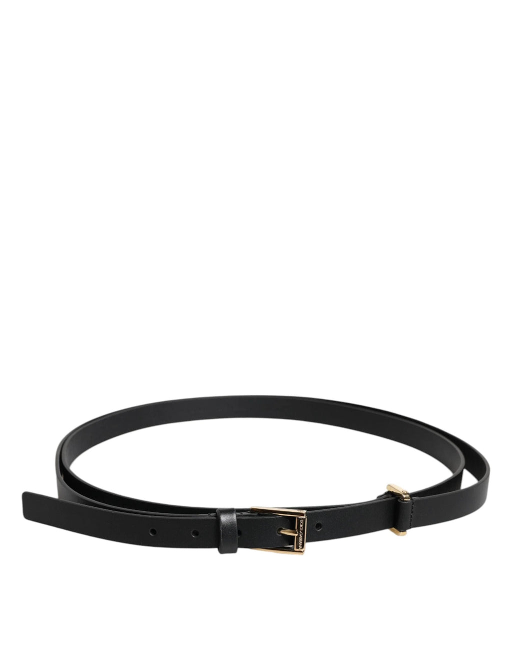 Dolce & Gabbana Black Calf Leather Gold Metal Buckle Belt by Dolce & Gabbana
