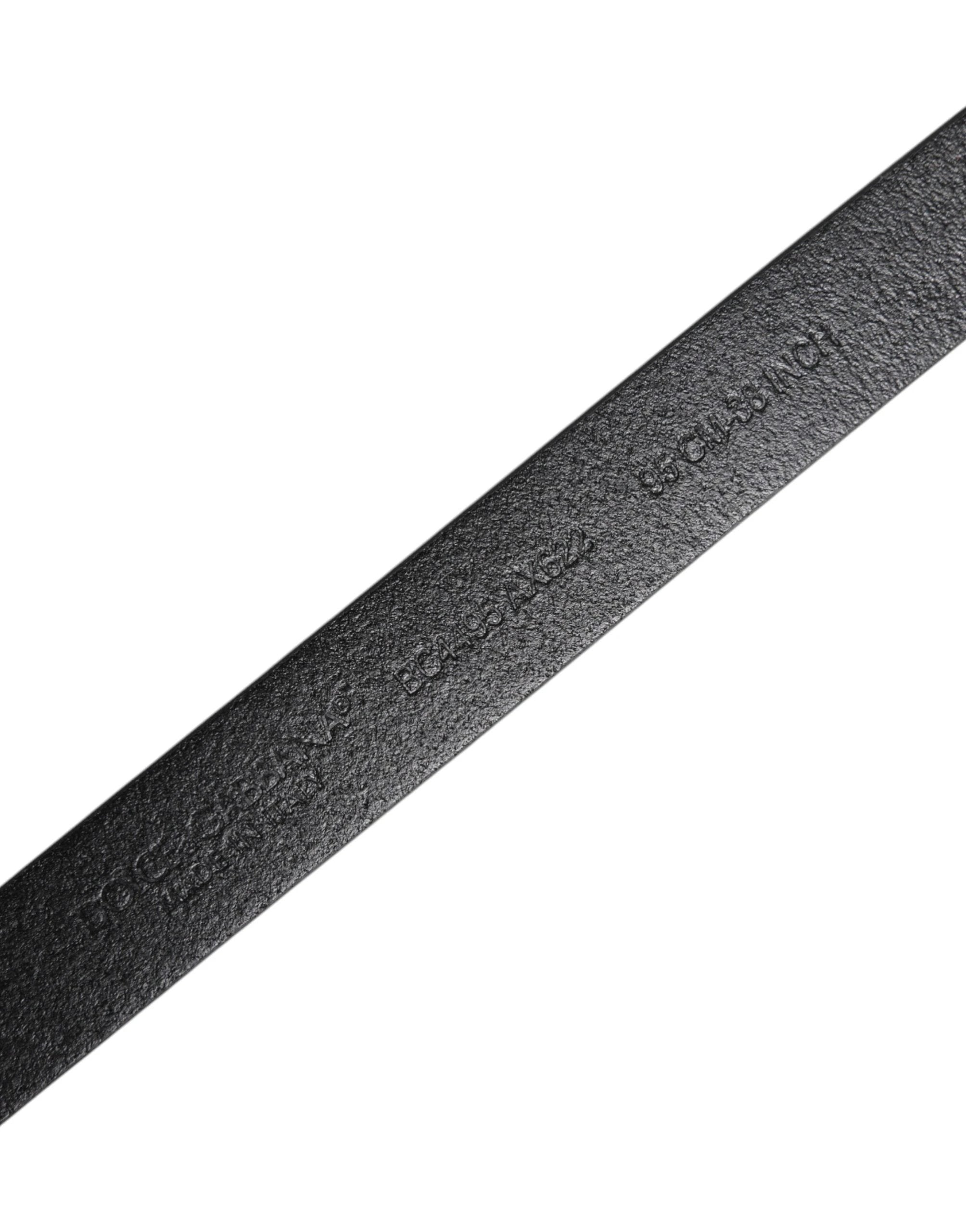 Dolce & Gabbana Black Calf Leather Gold Metal Buckle Belt by Dolce & Gabbana