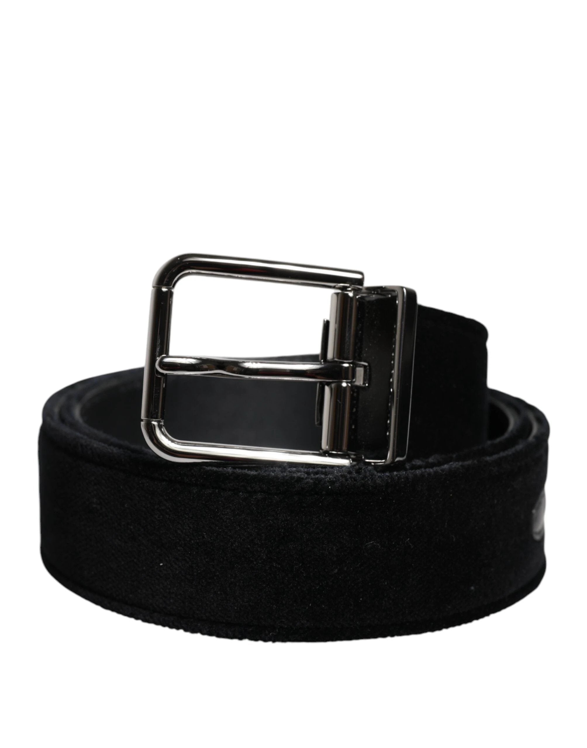 Dolce & Gabbana Black Cotton Silver Tone Metal Buckle Belt by Dolce & Gabbana