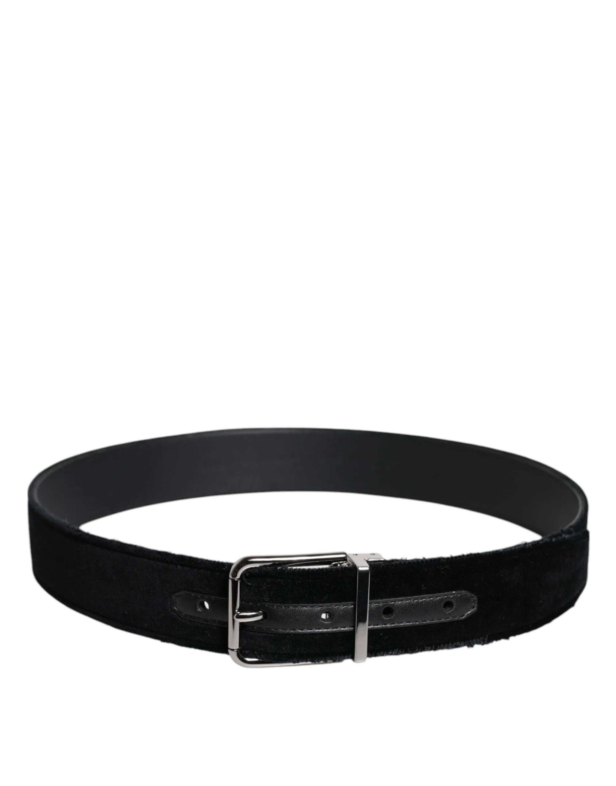 Dolce & Gabbana Black Cotton Silver Tone Metal Buckle Belt by Dolce & Gabbana