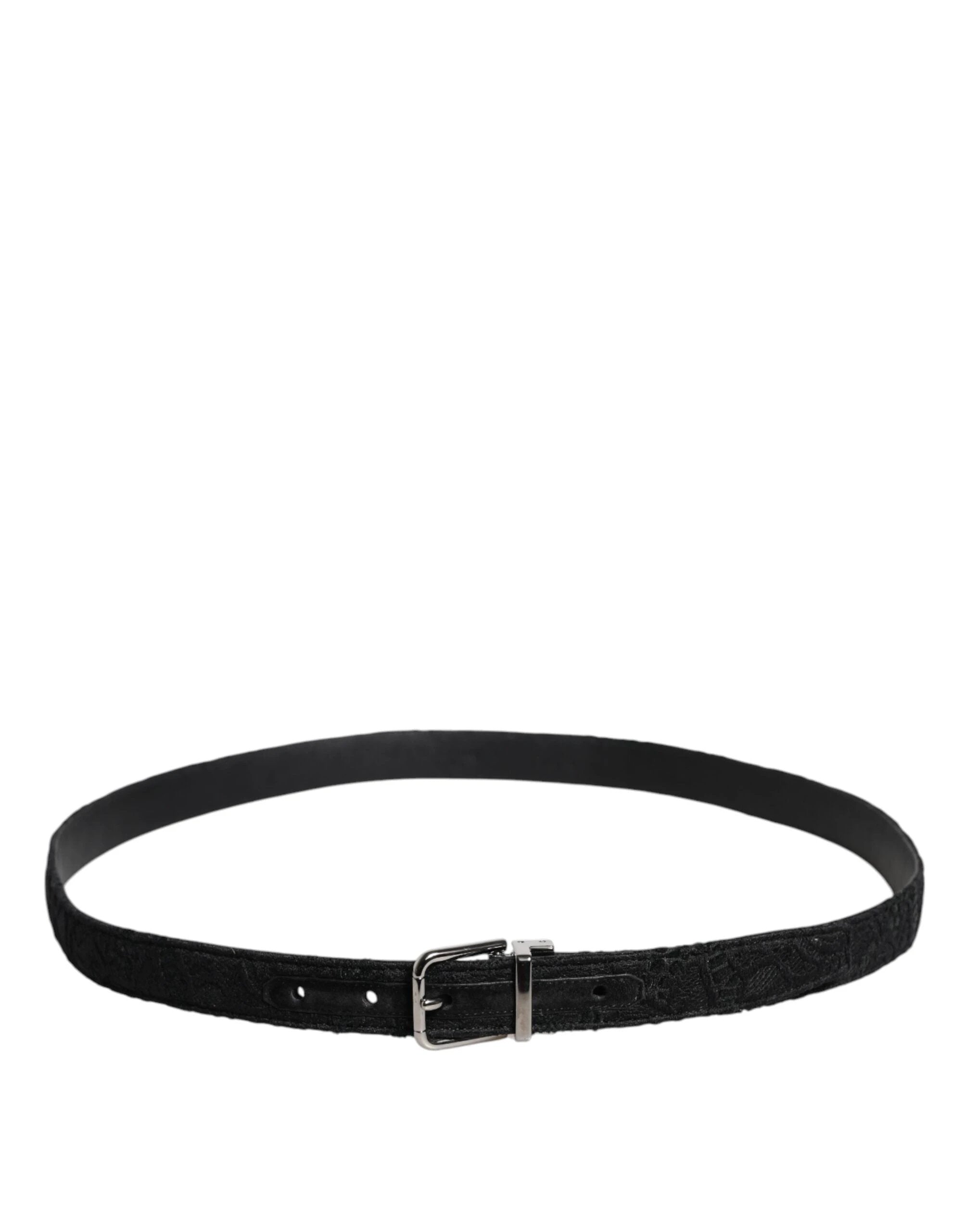 Dolce & Gabbana Black Cotton Blend Silver Metal Buckle Belt by Dolce & Gabbana