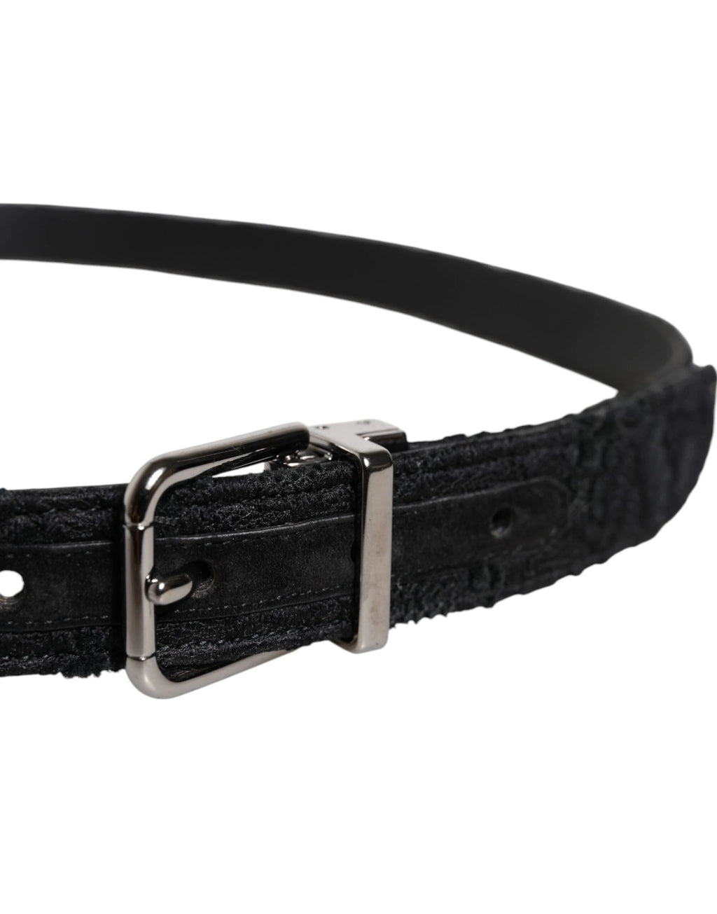 Dolce & Gabbana Black Cotton Blend Silver Metal Buckle Belt by Dolce & Gabbana