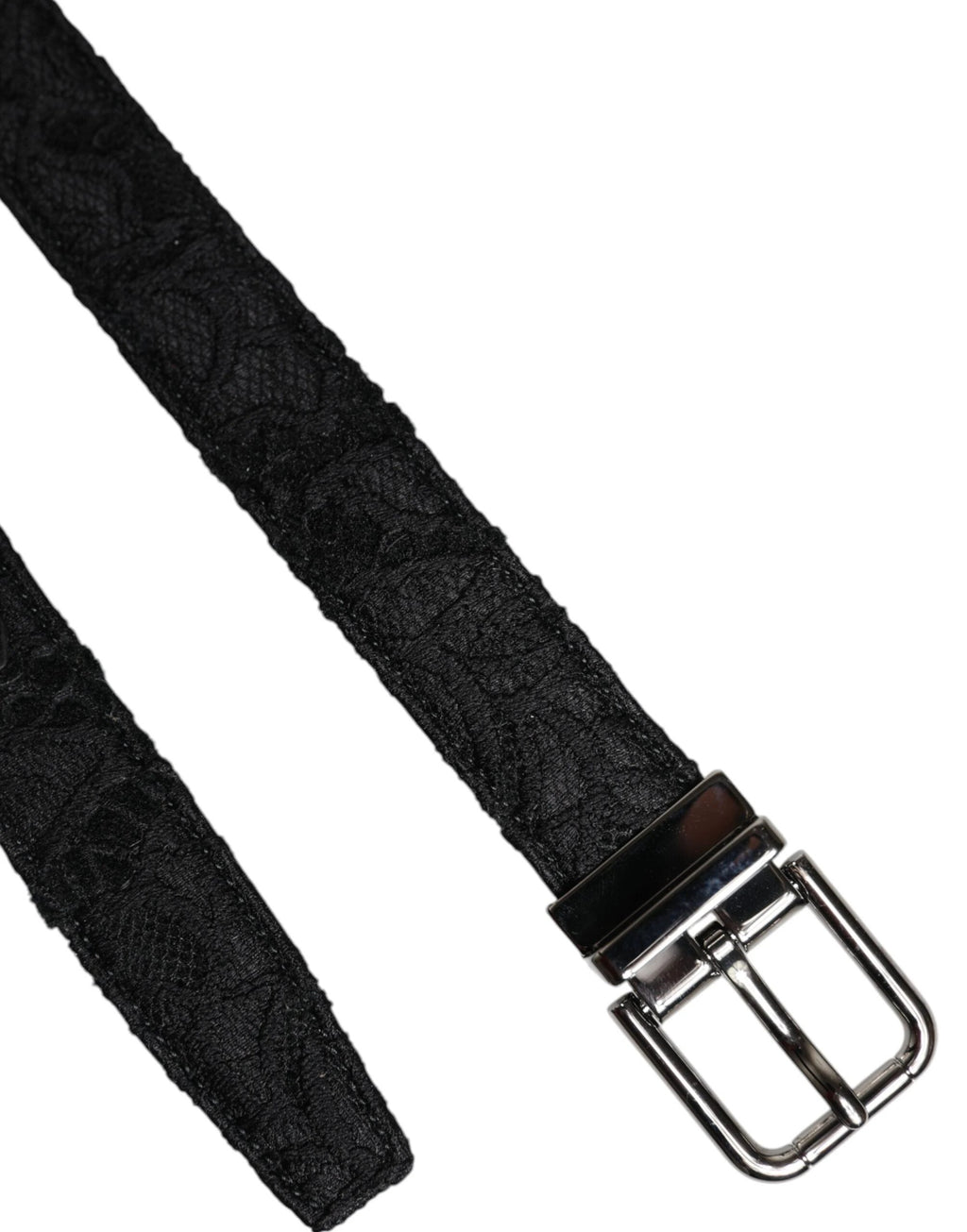 Dolce & Gabbana Black Cotton Blend Silver Metal Buckle Belt by Dolce & Gabbana