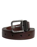Dolce & Gabbana Brown Leather Silver Metal Buckle Belt by Dolce & Gabbana