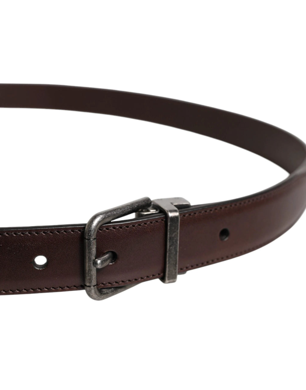 Dolce & Gabbana Brown Leather Silver Metal Buckle Belt by Dolce & Gabbana