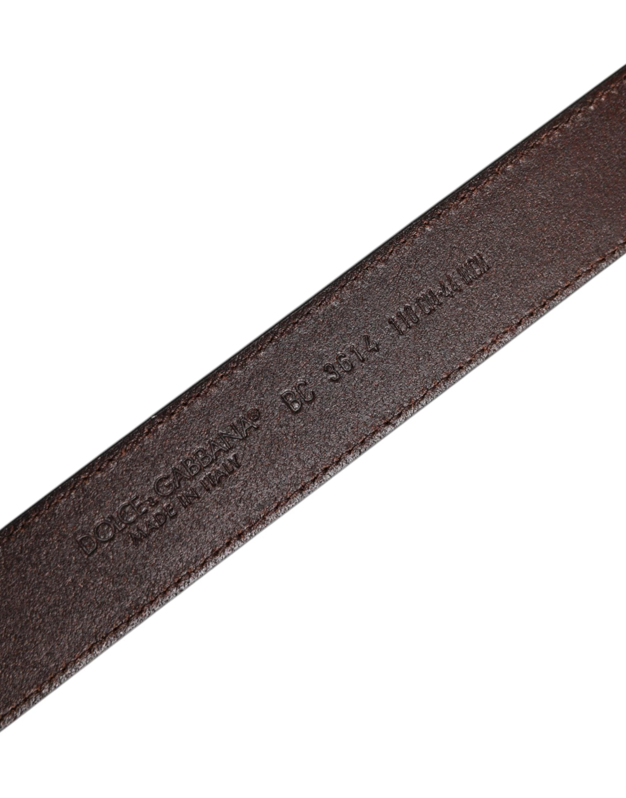 Dolce & Gabbana Brown Leather Silver Metal Buckle Belt by Dolce & Gabbana