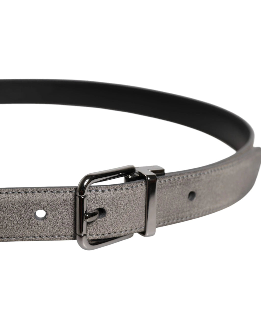 Dolce & Gabbana Gray Leather Silver Tone Metal Buckle Belt by Dolce & Gabbana