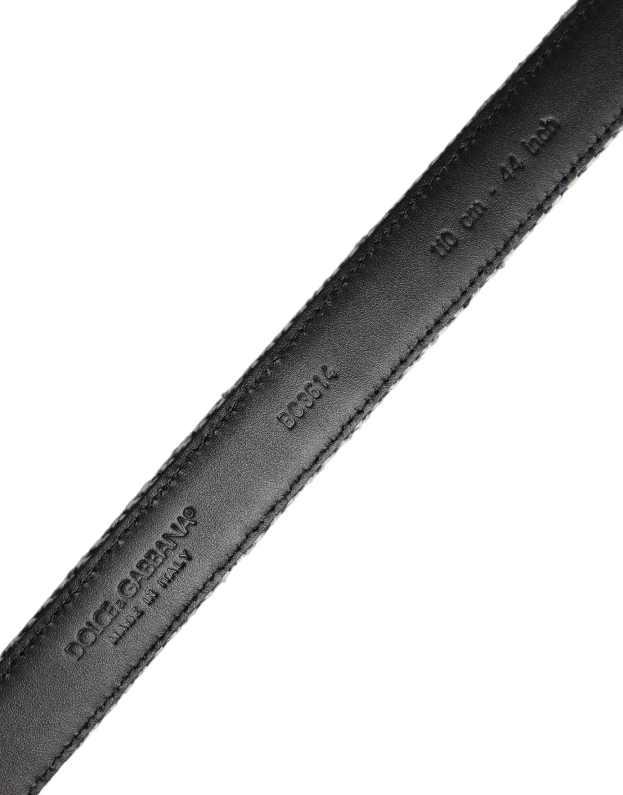 Dolce & Gabbana Black White Silver Tone Metal Buckle Belt by Dolce & Gabbana