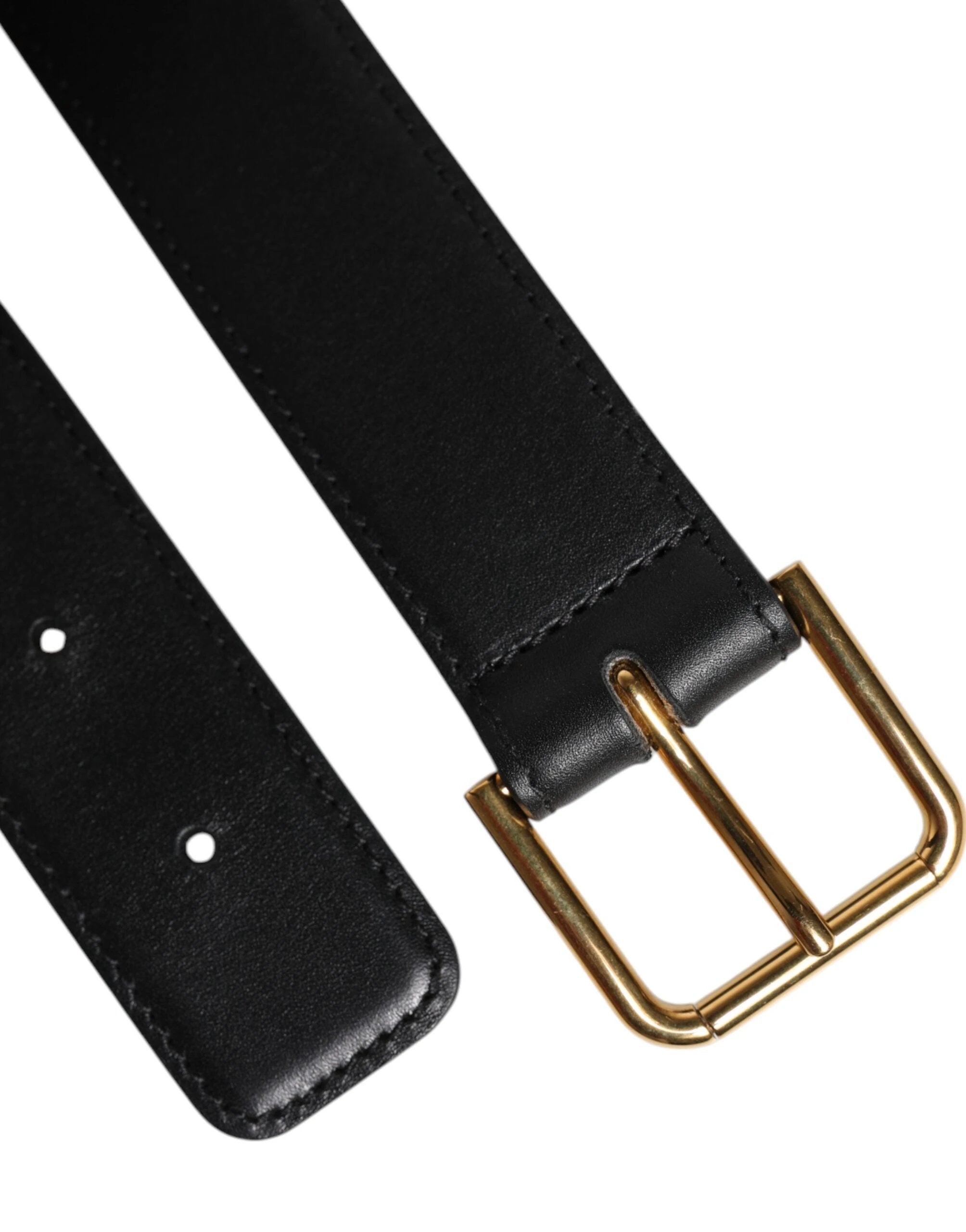 Dolce & Gabbana Black Leather Metal Buckle Classic Belt by Dolce & Gabbana