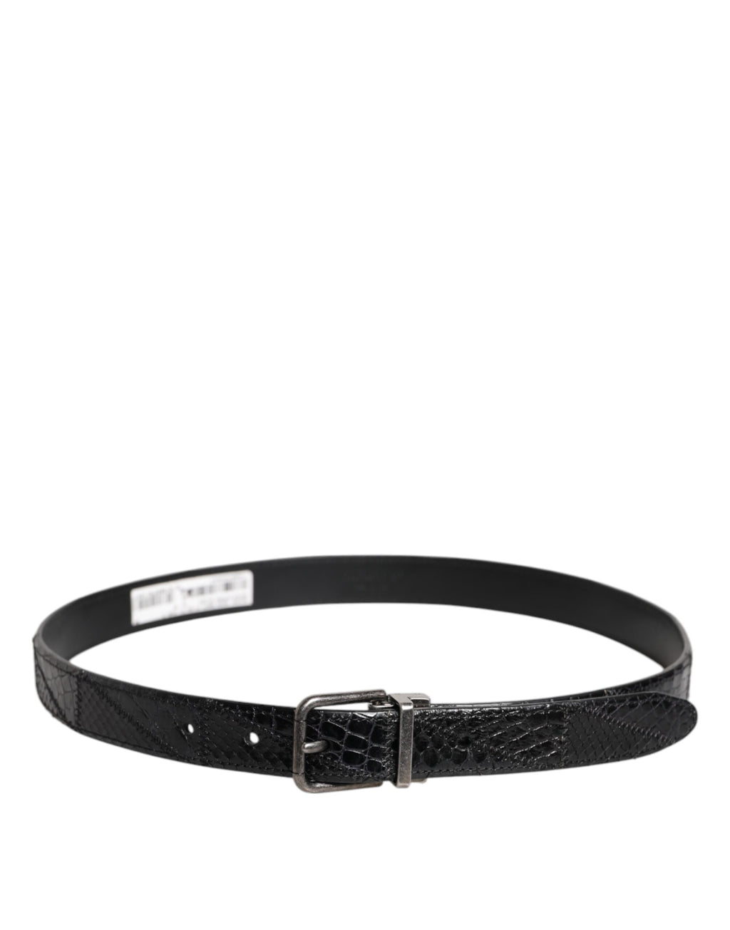 Ceinture Dolce &amp; Gabbana en cuir exotique noir avec boucle logo en métal