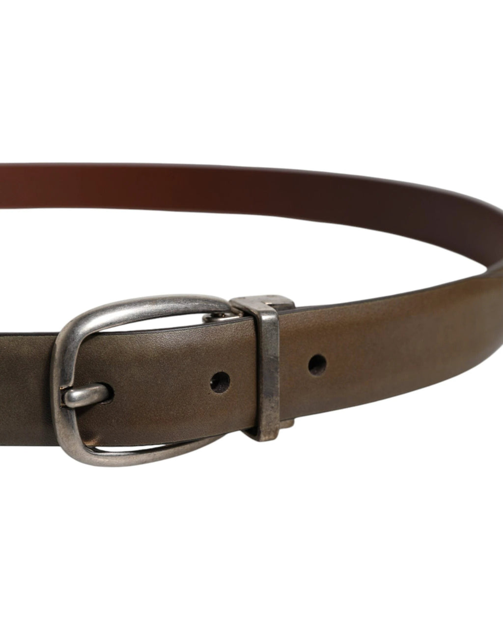Dolce & Gabbana Brown Leather Classic Metal Logo Buckle Belt by Dolce & Gabbana