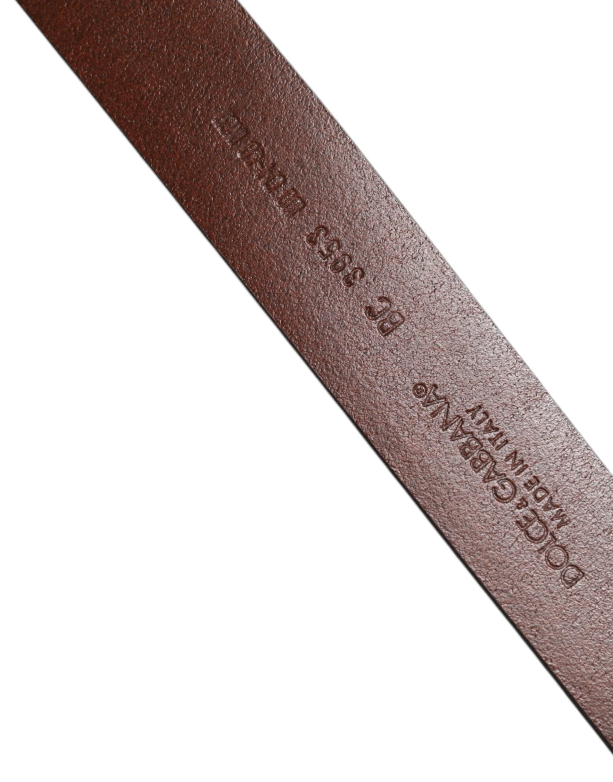 Dolce & Gabbana Brown Leather Classic Metal Logo Buckle Belt by Dolce & Gabbana