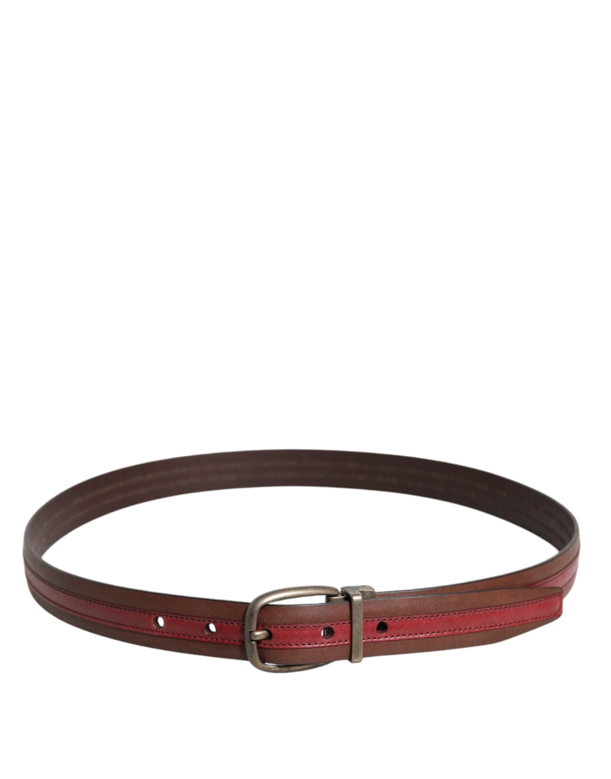 Dolce & Gabbana Burgundy Leather Metal Logo Buckle Belt by Dolce & Gabbana