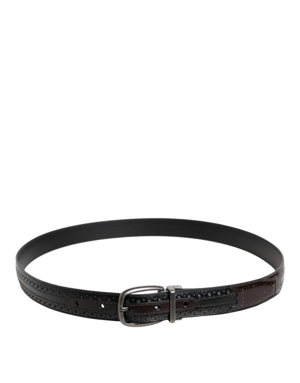 Dolce & Gabbana Black Brown Leather Classic Metal Buckle Belt by Dolce & Gabbana