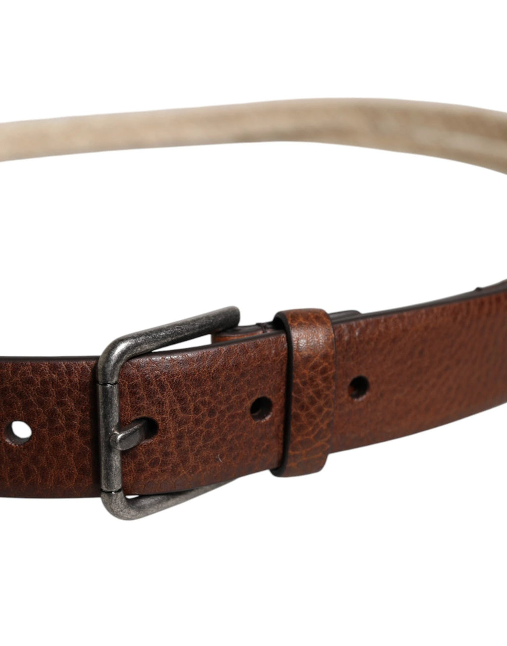 Dolce & Gabbana Brown Jute Leather Woven Metal Buckle Belt by Dolce & Gabbana