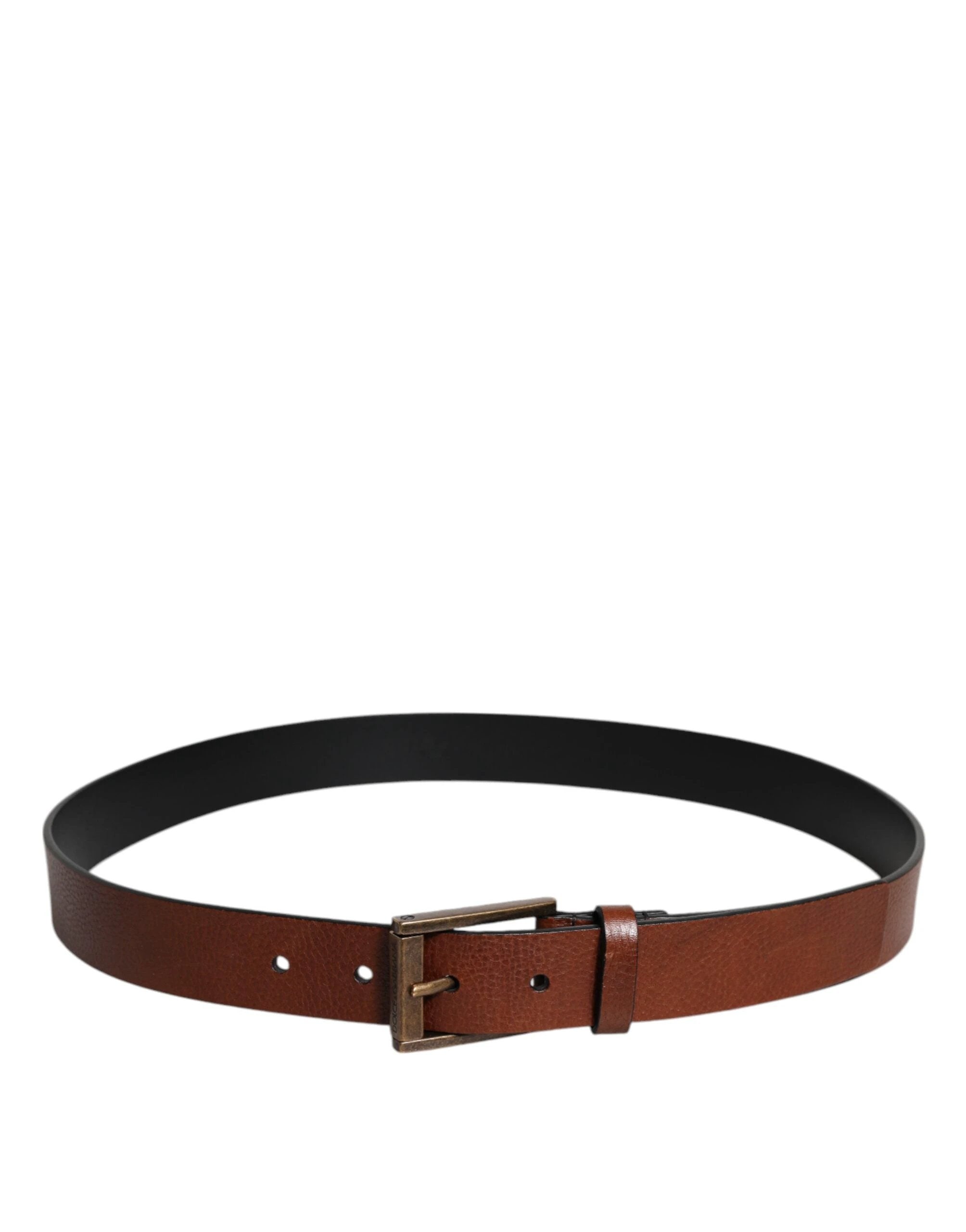 Dolce & Gabbana Brown Calf Leather Classic Metal Buckle Belt by Dolce & Gabbana