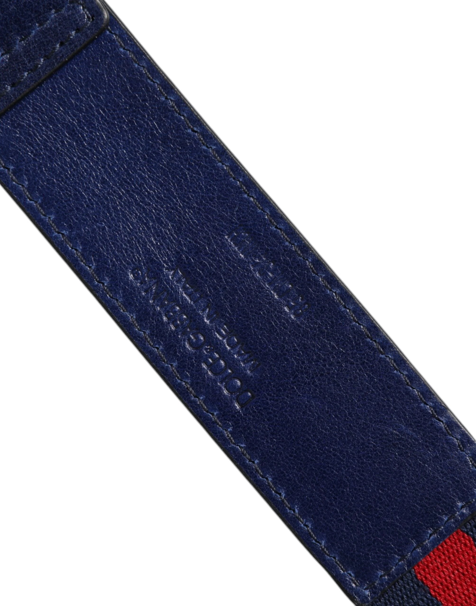 Dolce & Gabbana Blue Cotton Leather Printed Metal Buckle Belt by Dolce & Gabbana