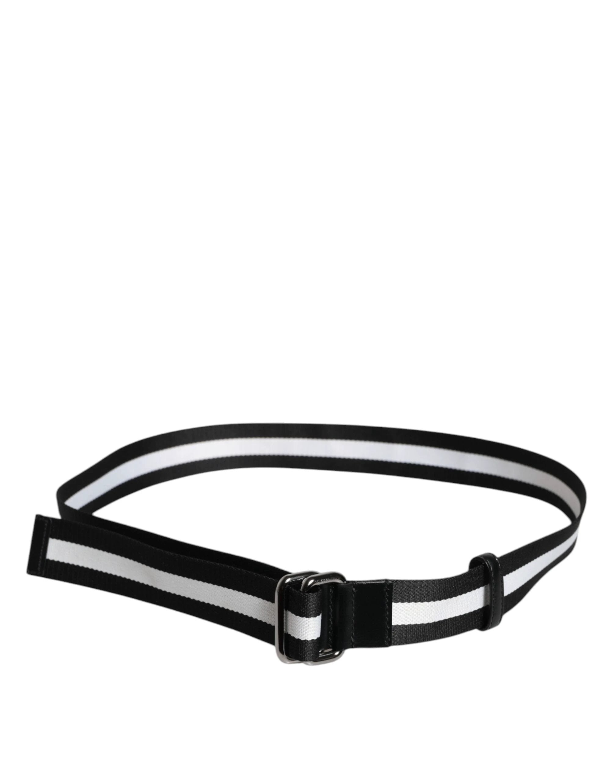 Dolce & Gabbana Black Yellow Logo Striped Metal Buckle Belt by Dolce & Gabbana