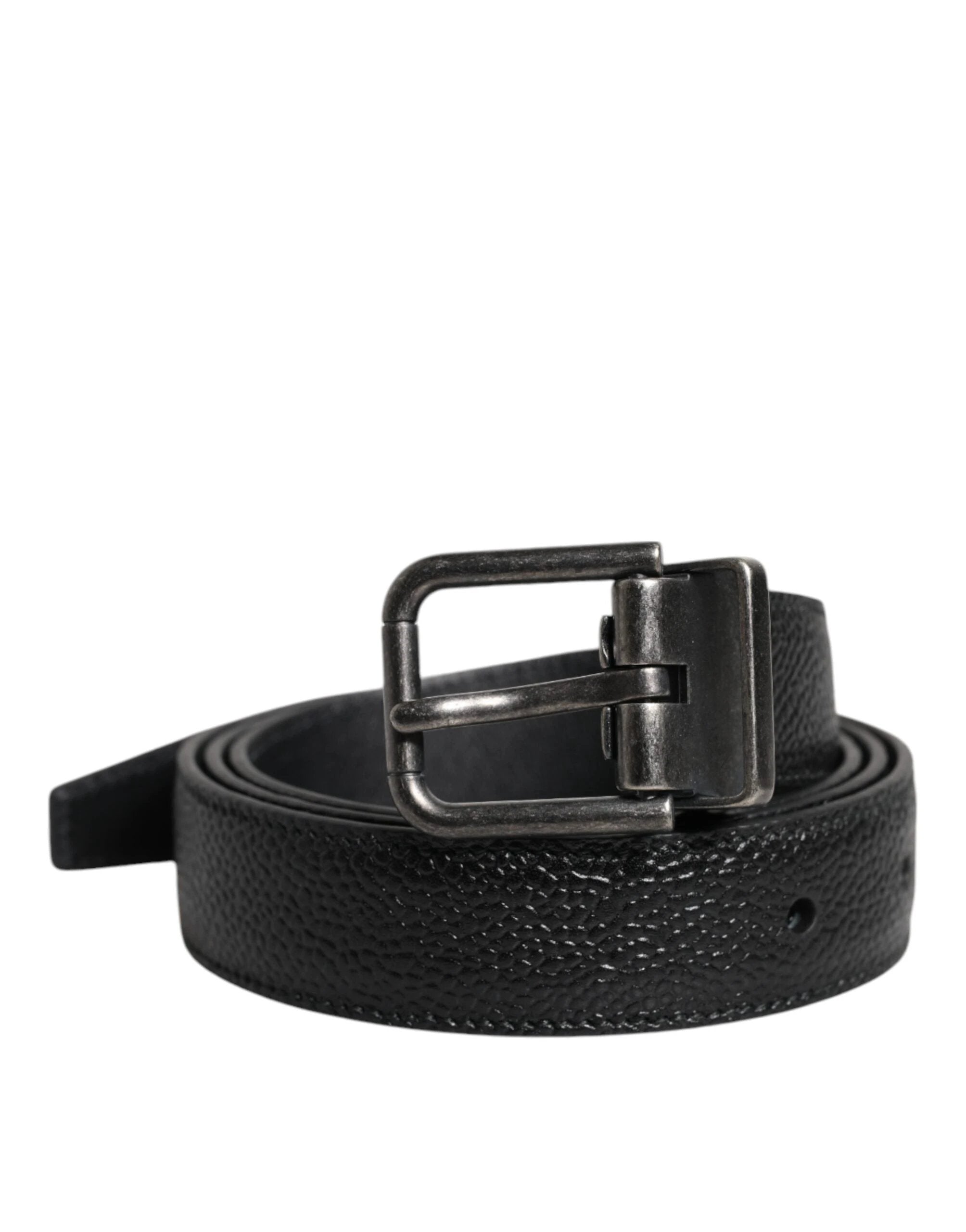 Dolce & Gabbana Black Calf Leather Classic Metal Buckle Belt by Dolce & Gabbana