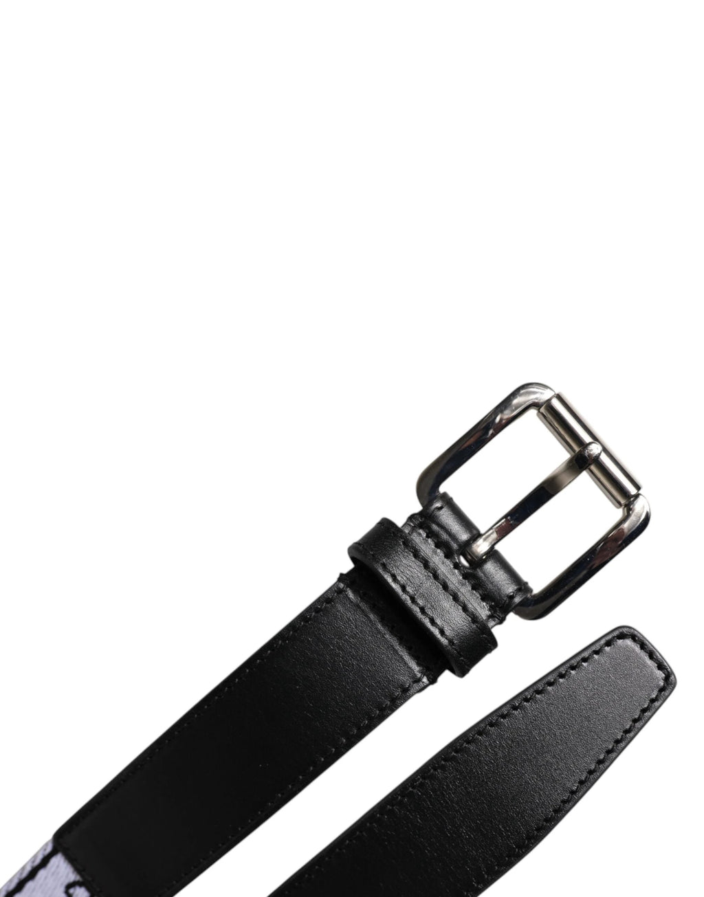 Dolce & Gabbana Black White Printed Metal Logo Buckle Belt by Dolce & Gabbana