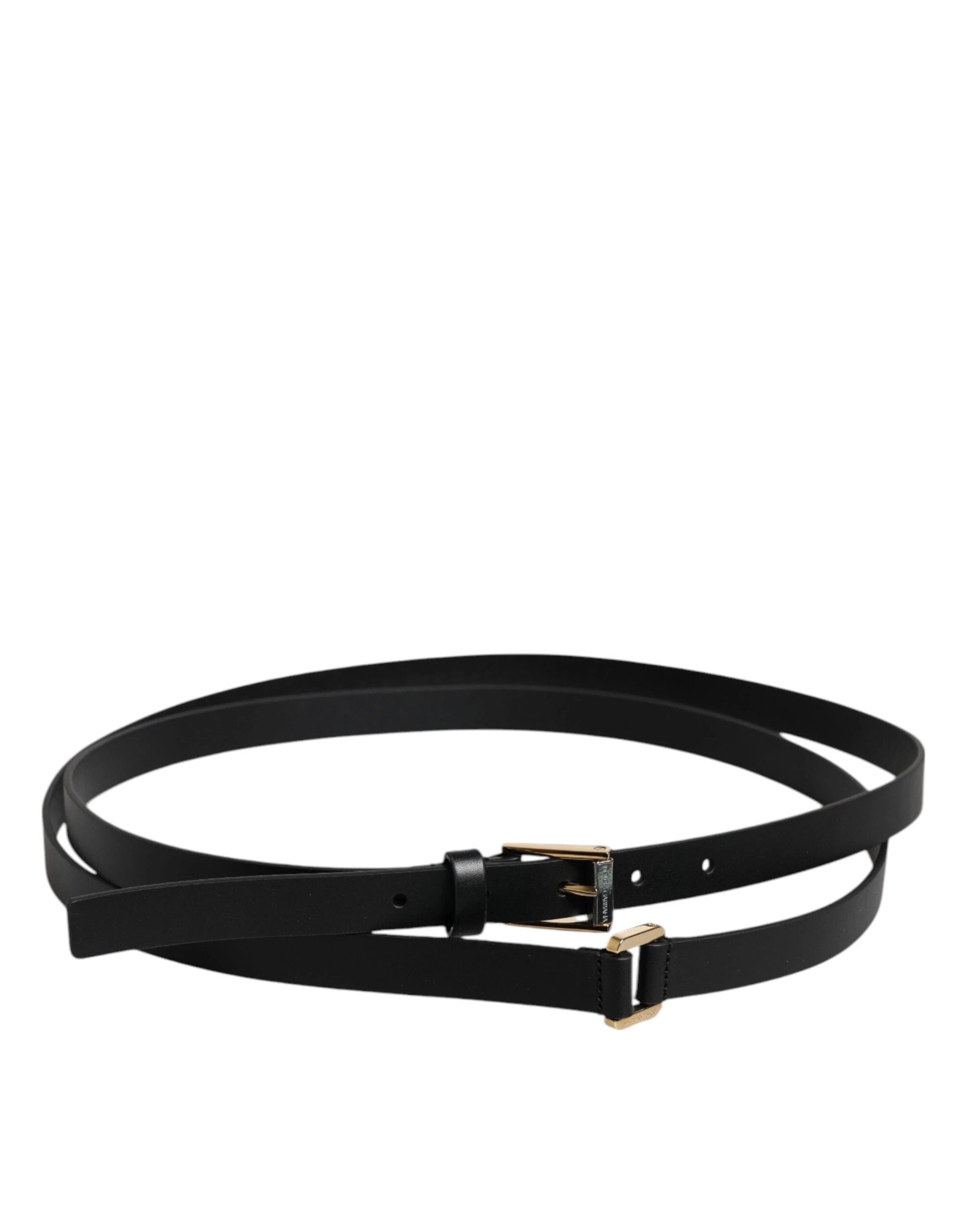 Dolce & Gabbana Black Calfskin Classic Metal Logo Buckle Belt by Dolce & Gabbana