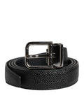 Ceinture Dolce &amp; Gabbana en cuir de veau noir avec boucle métallique classique