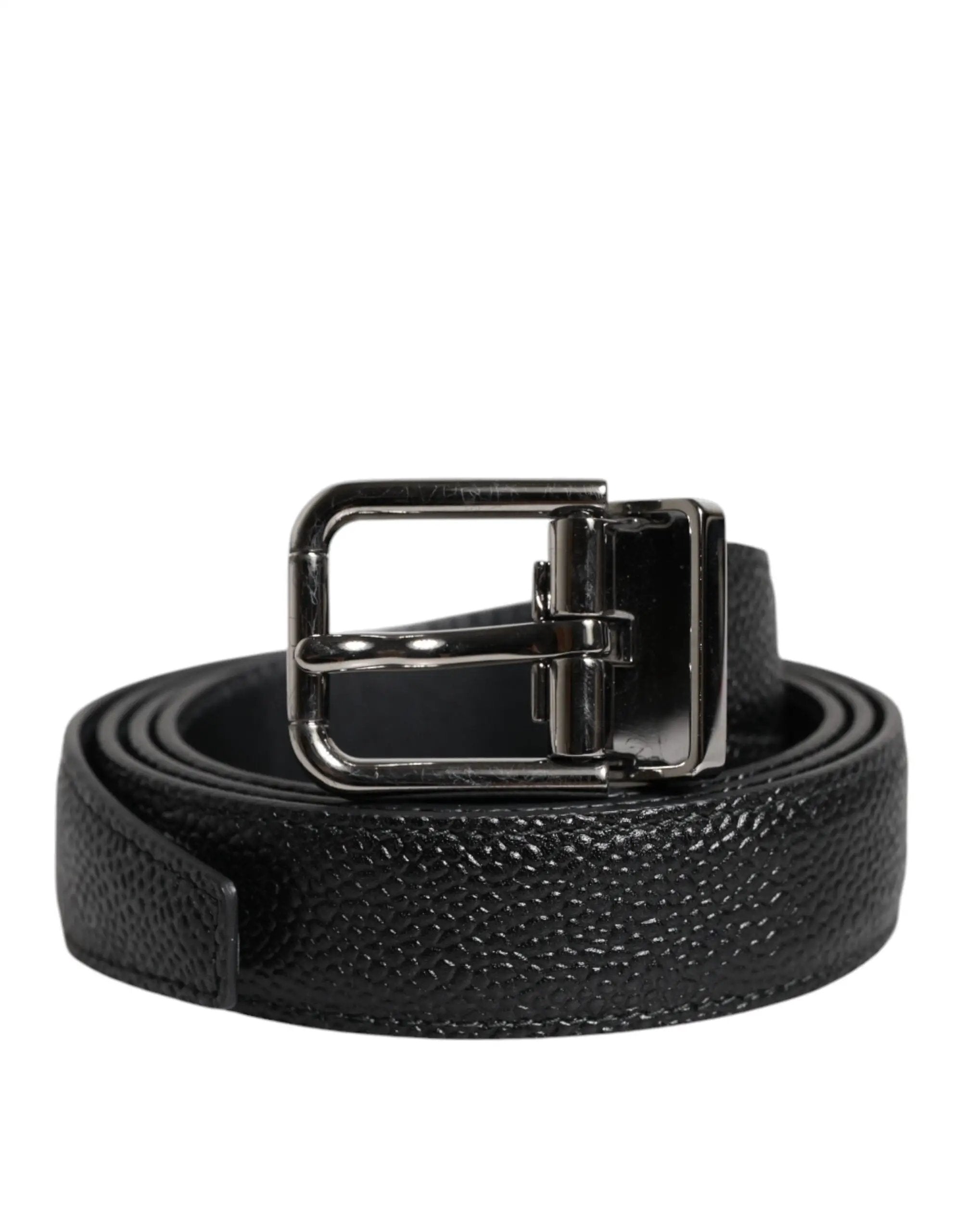 Ceinture Dolce &amp; Gabbana en cuir de veau noir avec boucle métallique classique