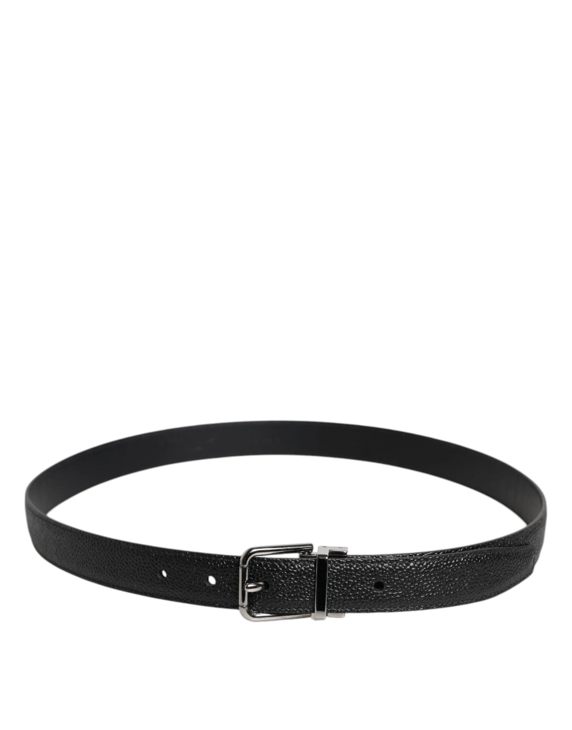 Dolce & Gabbana Black Calf Leather Classic Metal Buckle Belt by Dolce & Gabbana