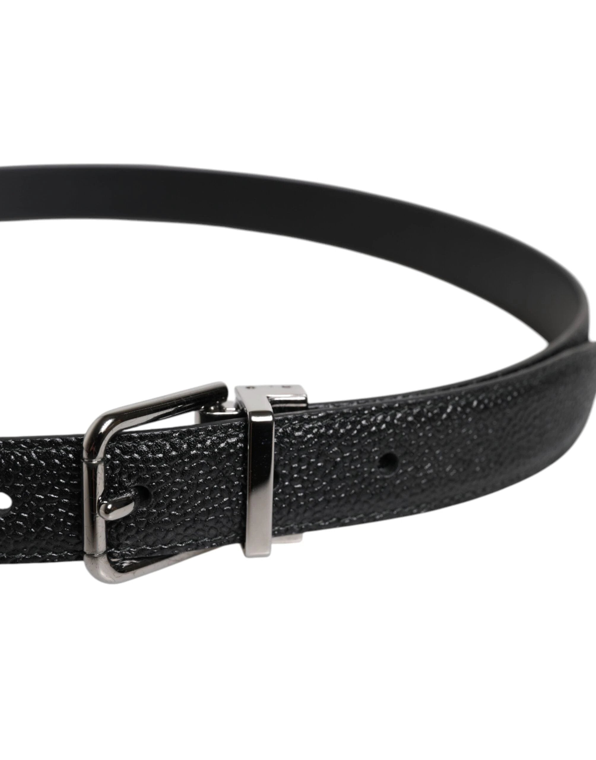 Dolce & Gabbana Black Calf Leather Classic Metal Buckle Belt by Dolce & Gabbana