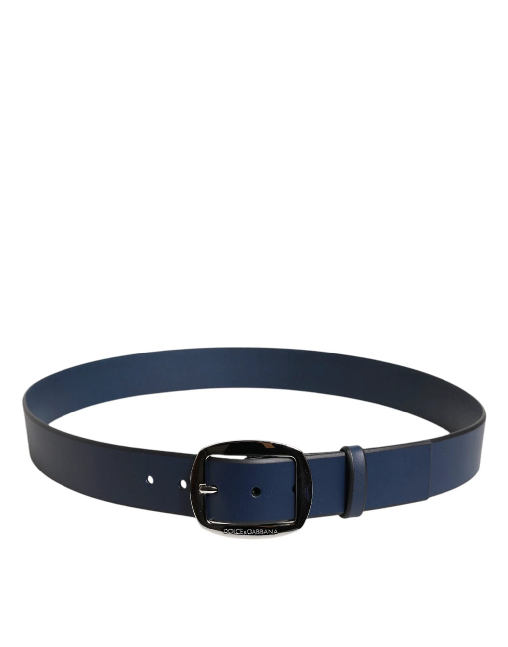 Dolce & Gabbana Blue Calf Leather Classic Metal Buckle Belt by Dolce & Gabbana