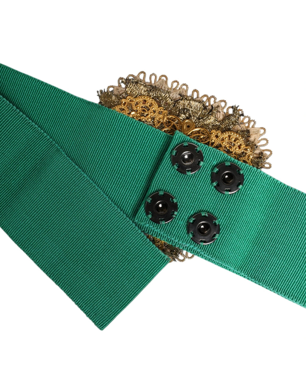 Dolce & Gabbana Green Stretch Wide Waist Heart Embellished Belt by Dolce & Gabbana