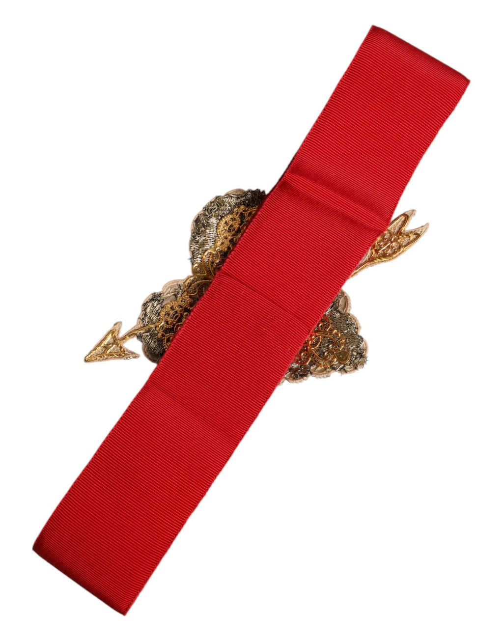 Dolce & Gabbana Red Stretch Wide Waist Heart Embellished Belt by Dolce & Gabbana