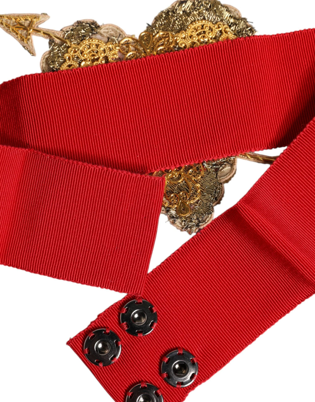 Dolce & Gabbana Red Stretch Wide Waist Heart Embellished Belt by Dolce & Gabbana