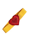 Dolce & Gabbana Yellow Stretch Wide Waist Heart Embellished Belt by Dolce & Gabbana