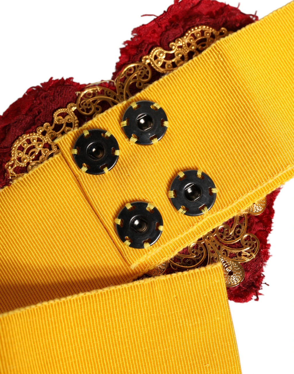 Dolce & Gabbana Yellow Stretch Wide Waist Heart Embellished Belt by Dolce & Gabbana