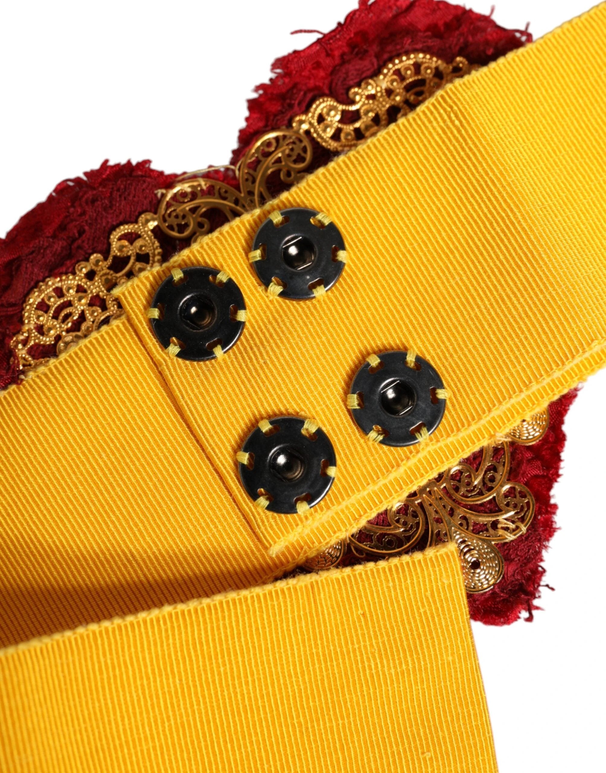 Dolce & Gabbana Yellow Stretch Wide Waist Heart Embellished Belt by Dolce & Gabbana
