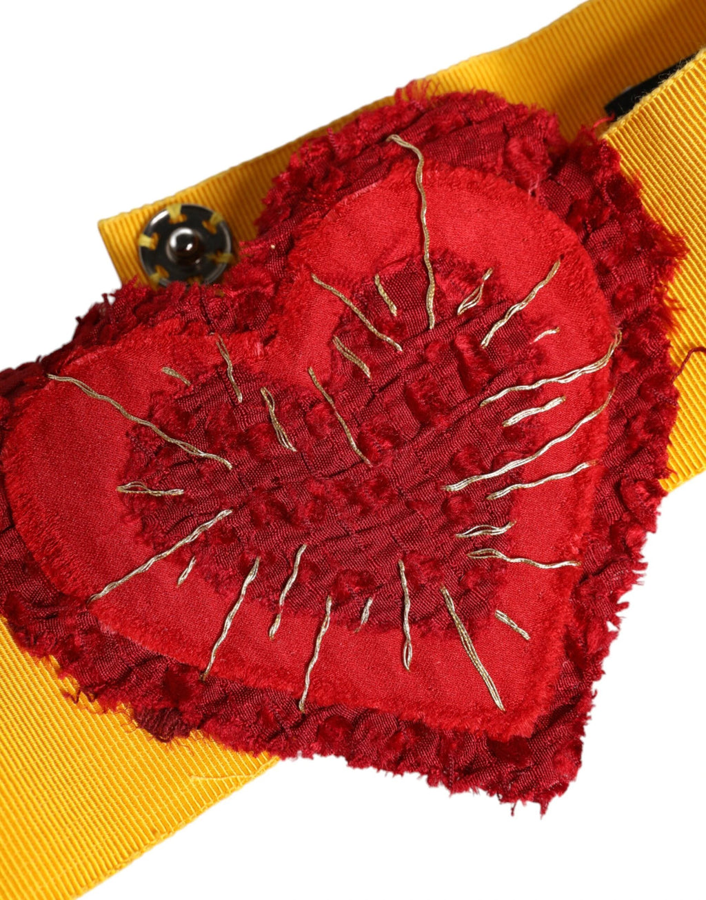 Dolce & Gabbana Yellow Stretch Wide Waist Heart Embellished Belt by Dolce & Gabbana