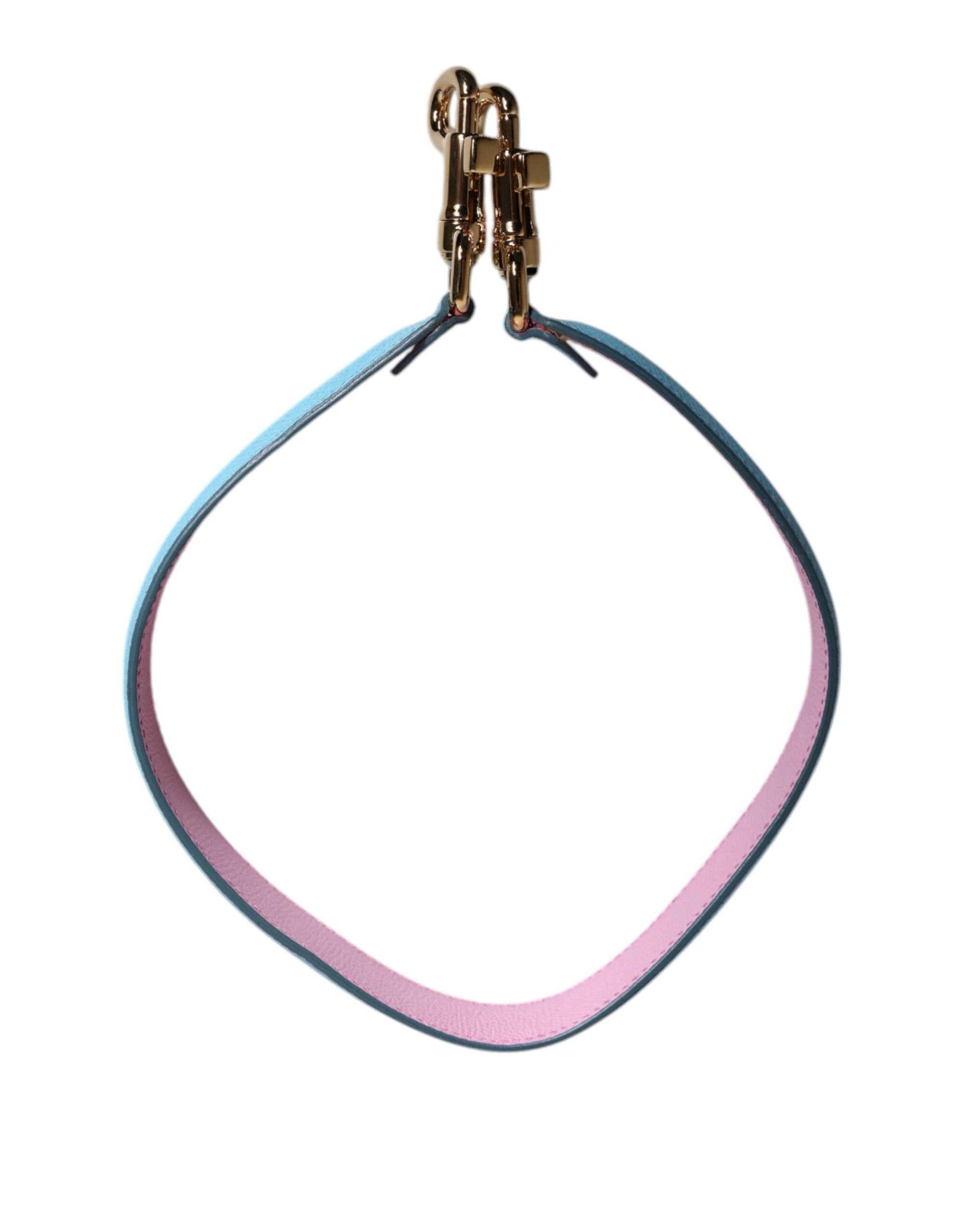 Dolce & Gabbana Pink Blue Leather Handle Bag Shoulder Strap by Dolce & Gabbana