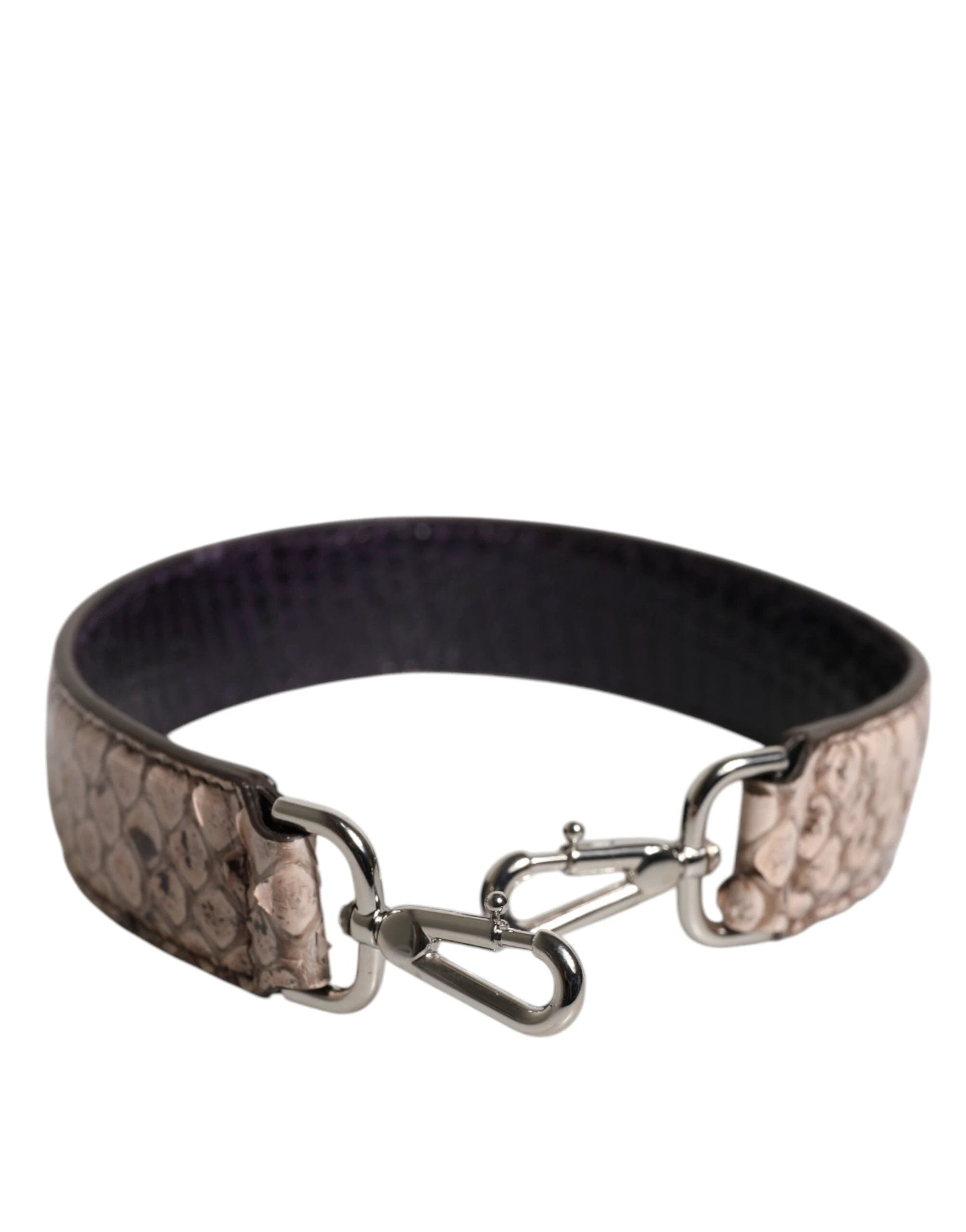 Dolce & Gabbana Black Cream Exotic Leather Bag Shoulder Strap by Dolce & Gabbana