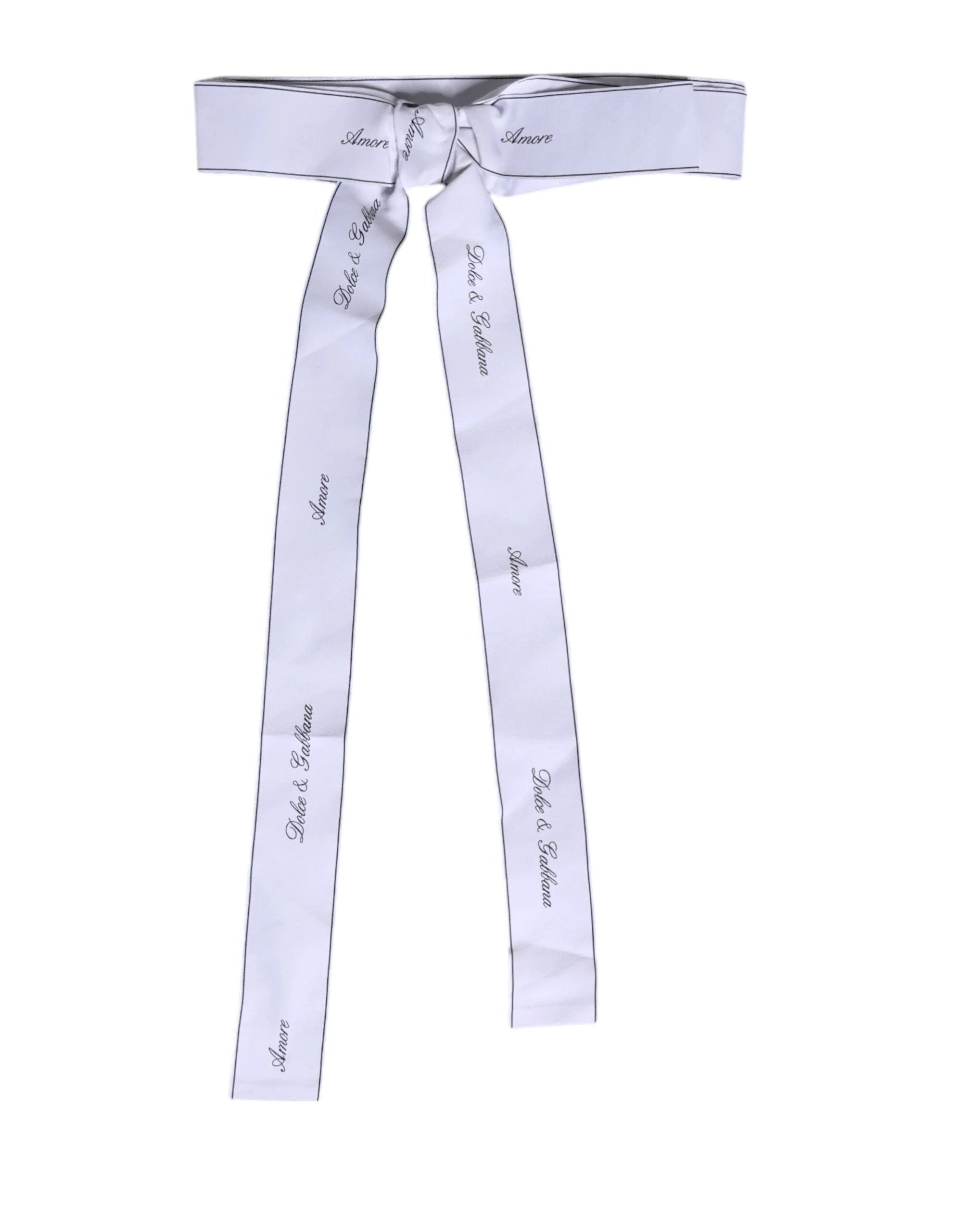 Dolce & Gabbana White Waist Ribbon Wide Bow Logo Belt by Dolce & Gabbana