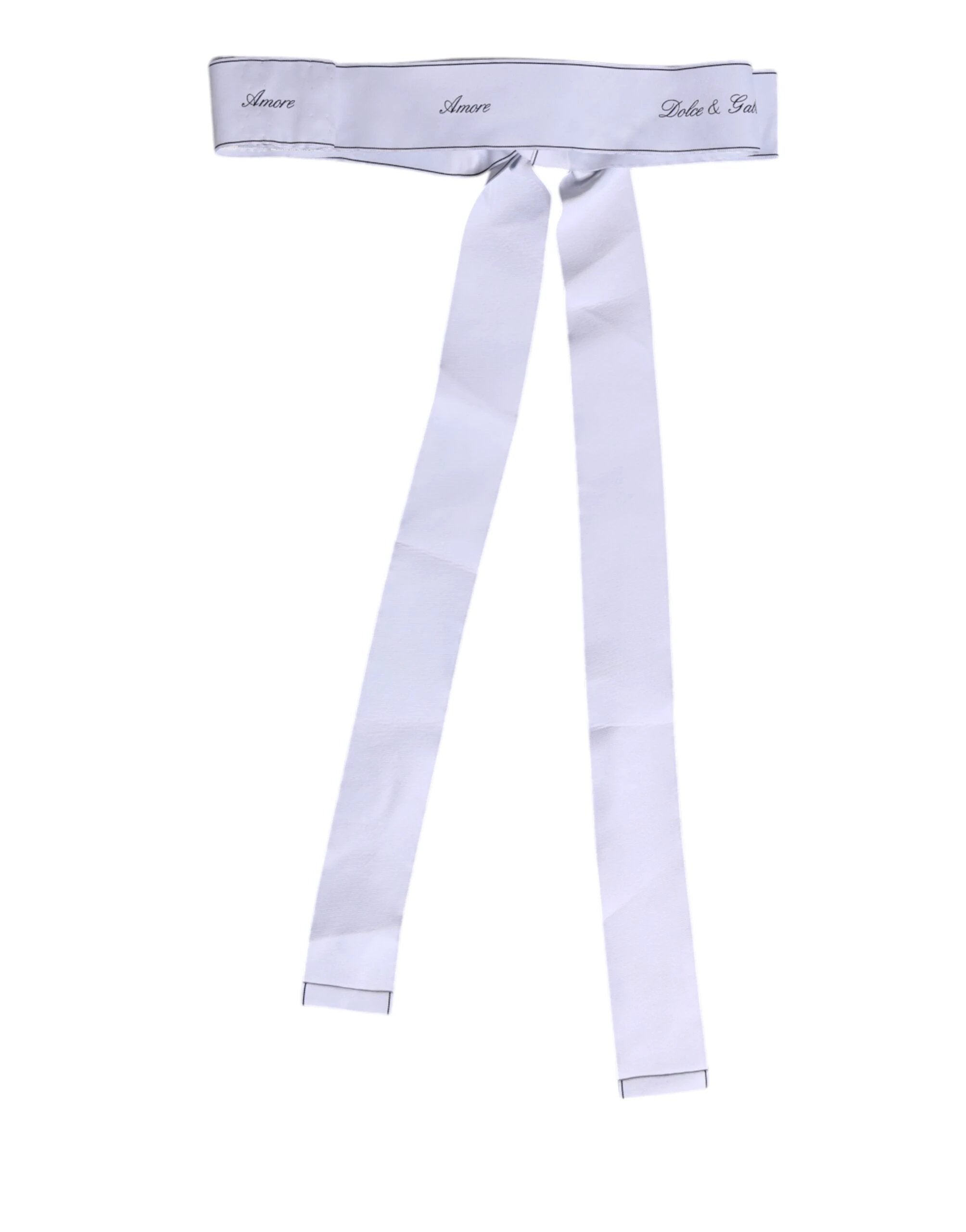 Dolce & Gabbana White Waist Ribbon Wide Bow Logo Belt by Dolce & Gabbana