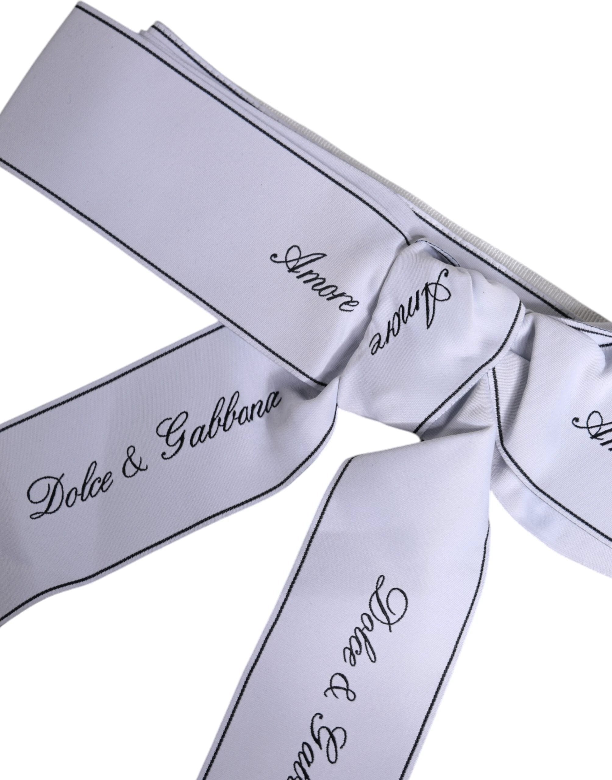 Dolce & Gabbana White Waist Ribbon Wide Bow Logo Belt by Dolce & Gabbana