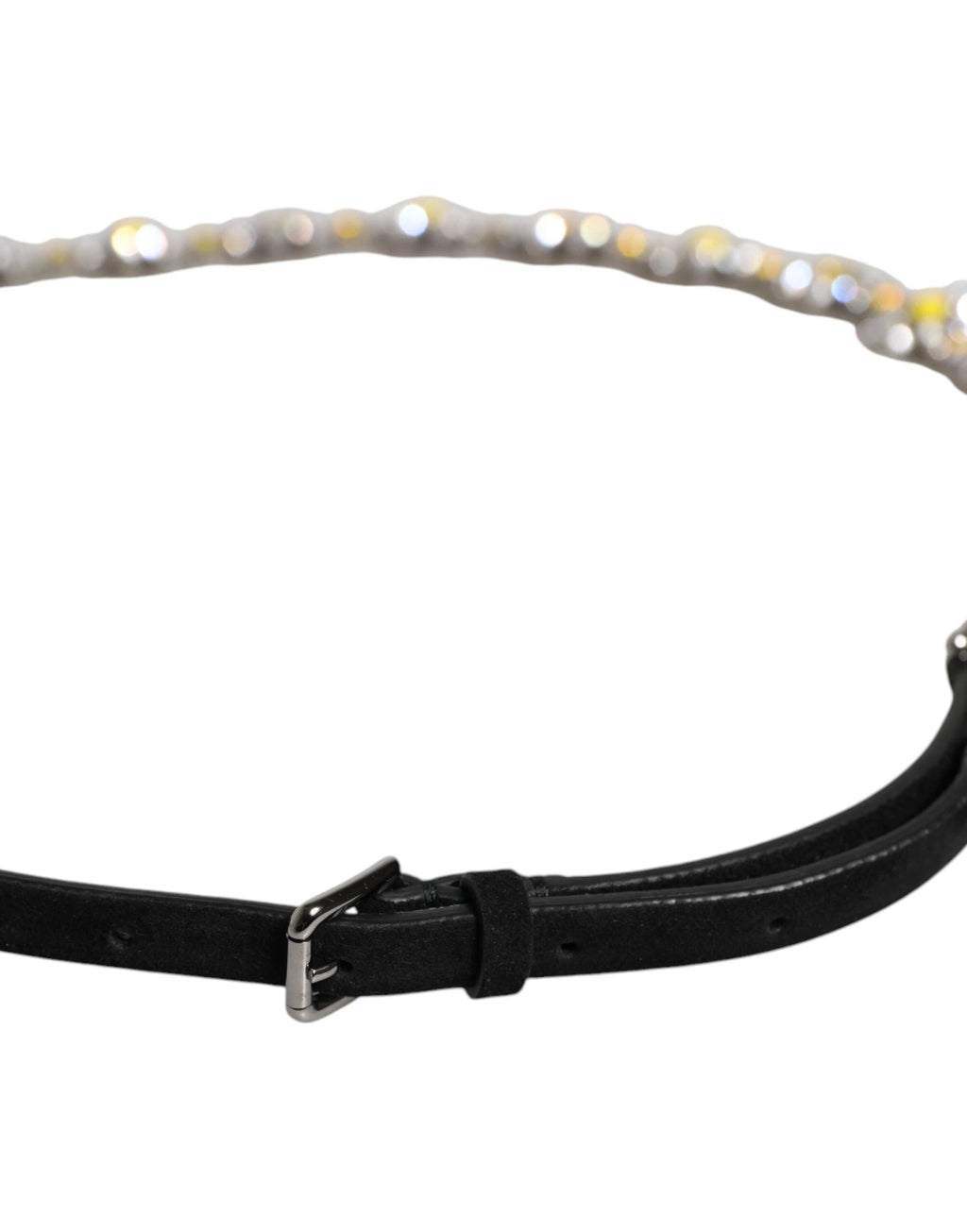 Dolce & Gabbana Black Leather Daisy Crystal Embellish Waist Belt by Dolce & Gabbana