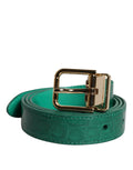 Dolce & Gabbana Green Leather Logo Metal Waist Buckle Belt by Dolce & Gabbana