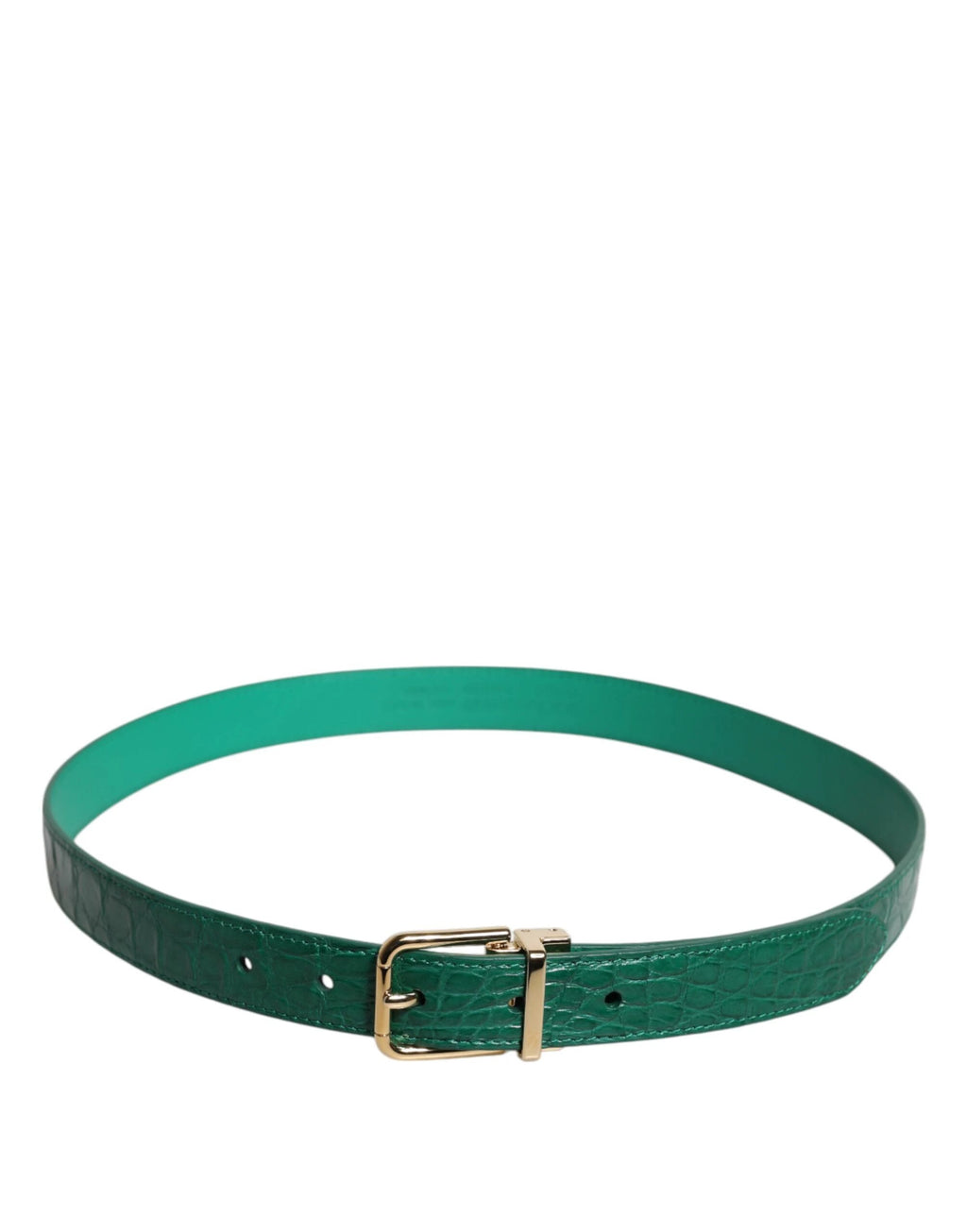Dolce & Gabbana Green Leather Logo Metal Waist Buckle Belt by Dolce & Gabbana