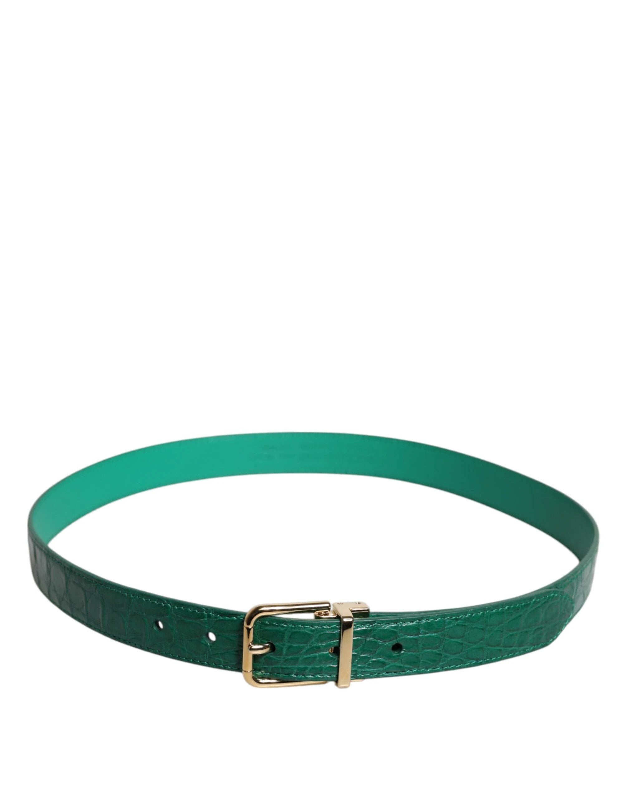 Dolce & Gabbana Green Leather Logo Metal Waist Buckle Belt by Dolce & Gabbana