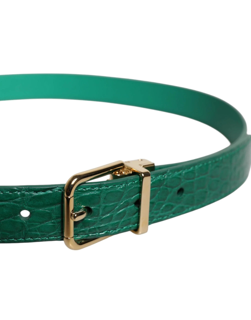 Dolce & Gabbana Green Leather Logo Metal Waist Buckle Belt by Dolce & Gabbana